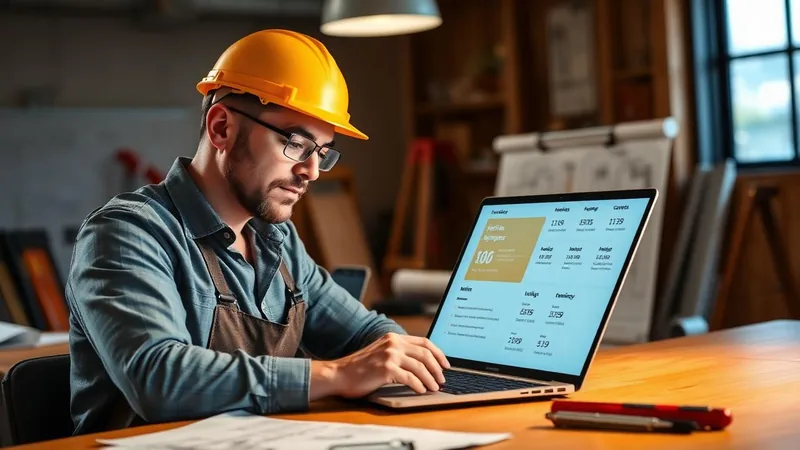 Contractor reviewing website cost options at a desk