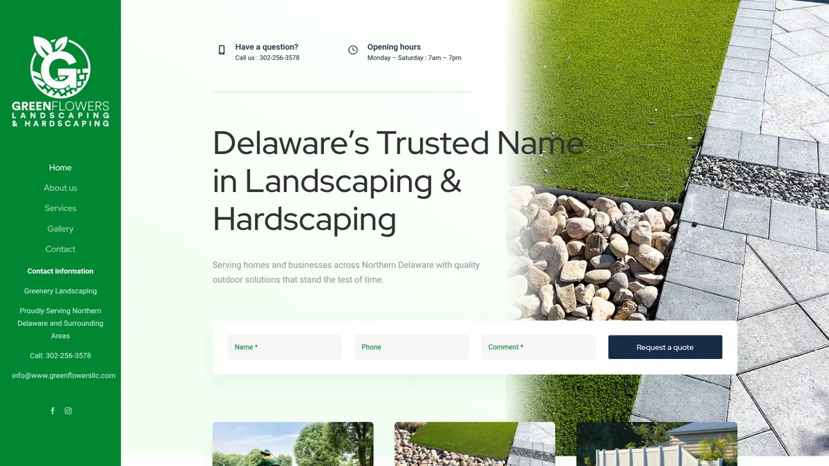 Green Flowers Landscaping website designed by Zero Degree Media